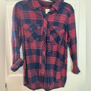 Blue and red plaid top